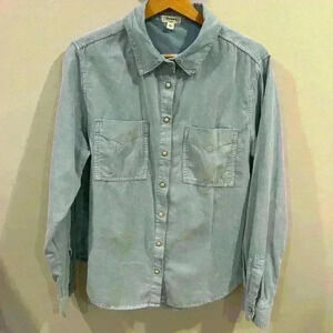 Dylan By True Grit Corduroy Button Down Casual Shirt Powder Blue Size S